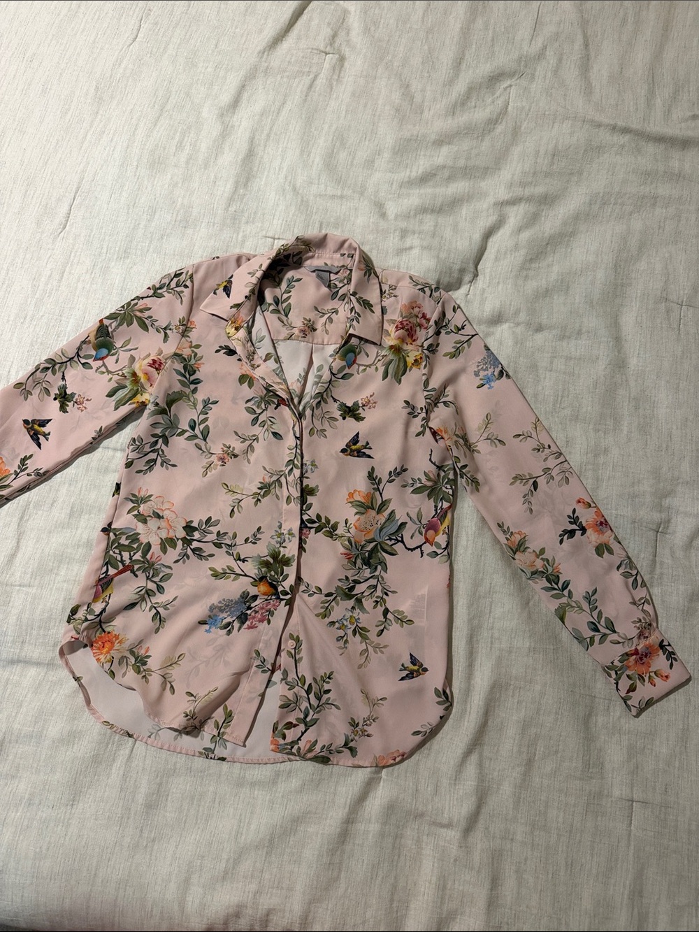 H&M Pink Floral Button-Down Blouse